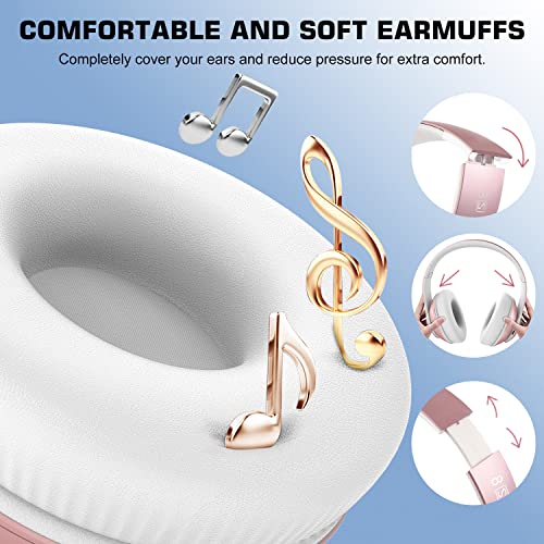 Moobesthy Wireless Headphones Over Ear, Bluetooth Headphones Over Ear, 60H Playtime Headphones Wireless Bluetooth with 6 EQ Modes, Headphones with Mic