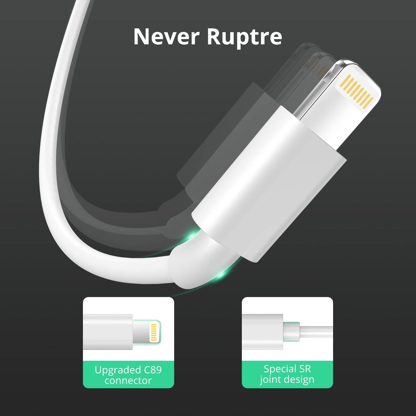 iPhone Charger Cable Lightning to USB Cable Lead 6 Foot, 2.4A Fast Charging Cable for iPhone 2Pack 1.8M