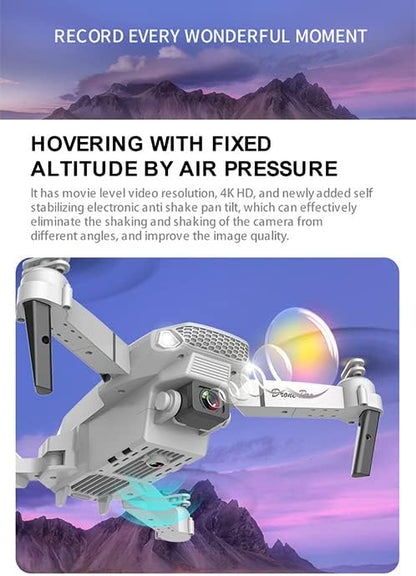 E88 Pro GPS Drone for Adults – 1080P Dual Camera, Foldable RC Quadcopter with Live Video, 2 Extra Batteries (Grey)