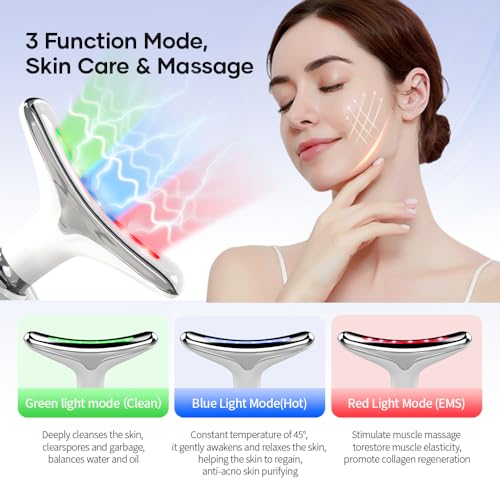 ANLAN Face Massager, Anti-Wrinkle Face Device with 3 Modes 45°C for SkinTightening & Neck Lifting EMS Massage Face Toning Firming for Women