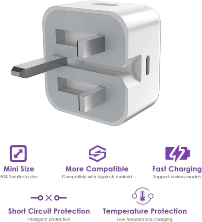 iPhone Fast Charger, 20W USB C Fast Charger Plug with iPhone Charger Cable 1M, iPhone Charger Plug and Cable for iPhone 14/14 Mini/ 14 Pro/ 14 Pro Max/ 13/12/ 11/ SE/ 8/7, Pad
