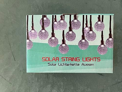 Solar Garden Lights Outdoor, 36ft 60 LED Solar String Lights Waterproof, Solar Powered Crystal Ball Indoor/Outdoor Fairy Lights Decorative Lights for Garden, Patio, Yard, Festival, Parties (White)