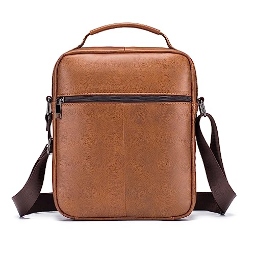 SPAHER Men Leather Handbags Shoulder Bags Messenger Business Bag Crossbody Satchel Sling Waterproof Travel Bag Daily Man Bag Gift with Adjustable Shoulder Strap for Ipad 9.7 Inch