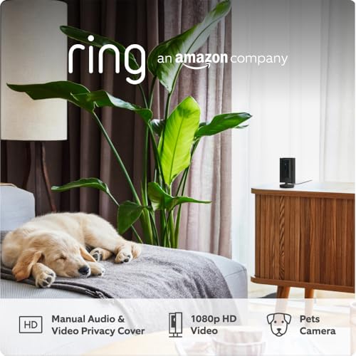 Ring Indoor Camera (2nd Gen) by Amazon | Plug-In Pet Security Camera | 1080p HD, Two-Way Talk, Wifi, Privacy Cover, DIY | alternative to CCTV system | 30-day free trial of Ring Protect