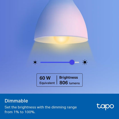 Tapo Smart Bulb, Smart WiFi LED Light, B22, 8.3W, Works with Amazon Alexa(Echo and Echo Dot) and Google Home, Colour-Changeable, No Hub Required (Tapo L530B) [Energy Class F], Multicolor
