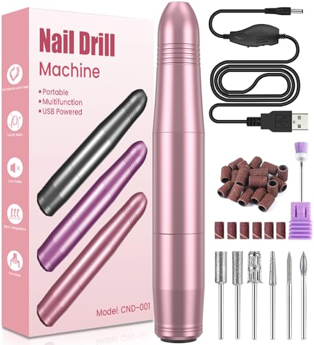 Electric Nail Files, Professional Nail Drill for Acrylic Nails Gel, Electric Nail Drill 20000 RPM, Adjustable Speed E File for Nails, Electric Manicure Pedicure Kit Gifts for Beginner Girl Women Mum