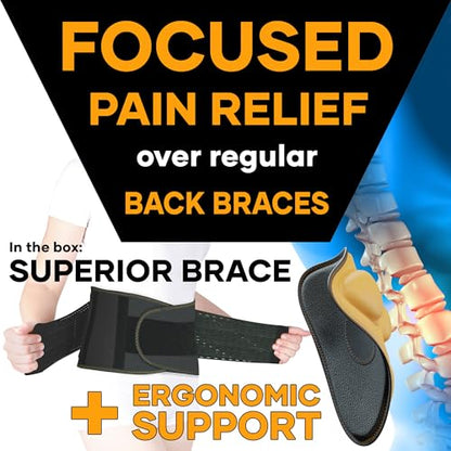 MEDiBrace Back Support Belt Back Brace for Lower Lumbar Pain Relief for Men and Women - Medical Grade Orthopaedic Waist Compression for Sciatica Nerve, Scoliosis