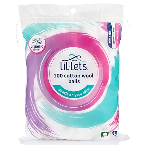 Lil-Lets Cotton Wool Round Pads, 100 Count, Certified Organic, 100% Pure Cotton Wool, Soft and Absorbent, Gentle on Skin, Dermatologically Tested