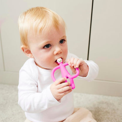 Matchstick Monkey, Original Teether & Gel Applicator, Antimicrobial Silicone Teething Toys for Baby, Easy to Grip, BPA Free, 3 Months Old+, 10.5 cm, Green Monkey
