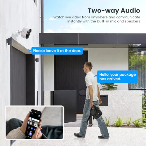 Aiwit 1080p Wireless Security Camera, Indoor/Outdoor Surveillance Bullet Cam, Live View, AI Human Detection, Night Vision, 2-Way Audio, IP65 Waterproof, Cloud Storage (4 Spotlights)