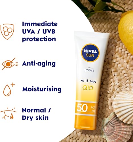 NIVEA Sun UV Face Shine Control SPF 50 Cream (50ml), Sun Cream Protects Against UVA/UVB Rays and Premature Skin Ageing, Sunscreen for Delicate Facial Skin