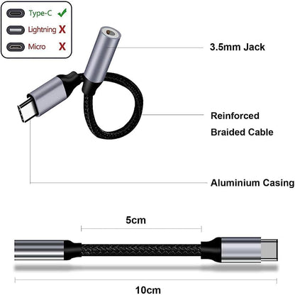 USB C Type C to 3.5mm Headphone Earphone Jack Adapter Audio Adaptor For Samsung Galaxy ,Ultra Note,Huawei, Google Pixel