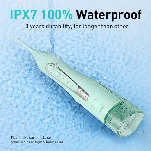 Water Dental Flosser for Teeth Cordless: COSLUS Portable Oral Irrigator 300ML 5 Jet Tips Rechargeable Tooth Flosser Teeth Braces Pick IPX7 Waterproof Irrigation Cleaner for Travel Home