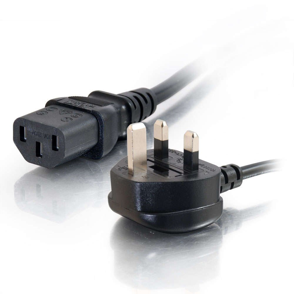 C2G 88513 2 Metre UK Power Cable (IEC320C13 to BS 1363) 6 Foot Kettle Lead/Power Cord, Black