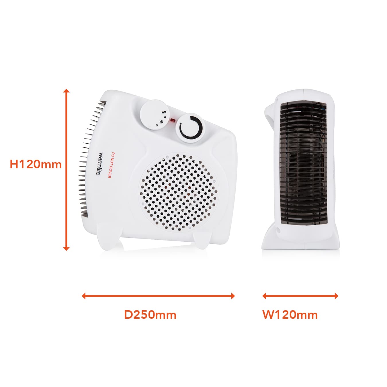 Warmlite WL44001 Thermo Fan Heater with 2 Heat Settings and Overheat Protection, 2000W, White