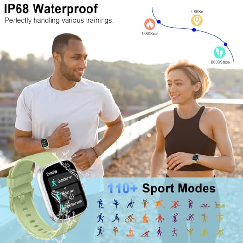 Smart Watch for Men Women Answer/Make Calls, 1.91" Fitness Watch with Heart Rate Sleep Monitor, Step Counter Fitness Tracker, 110+ Sports Activity Trackers IP68 Waterproof Smartwatches for Android IOS