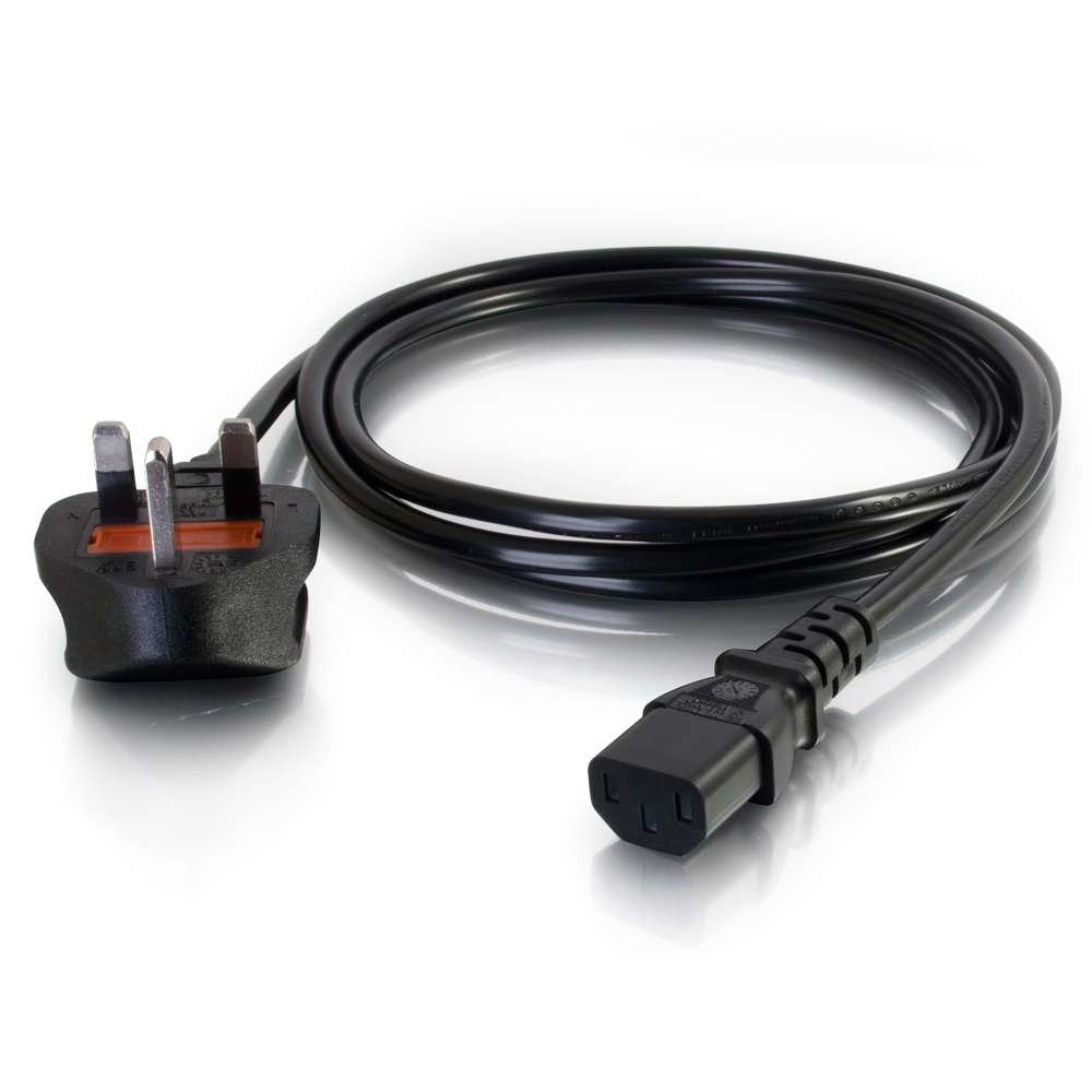 C2G 88513 2 Metre UK Power Cable (IEC320C13 to BS 1363) 6 Foot Kettle Lead/Power Cord, Black