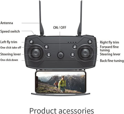 E88 Pro GPS Drone for Adults – 1080P Dual Camera, Foldable RC Quadcopter with Live Video, 2 Extra Batteries (Grey)