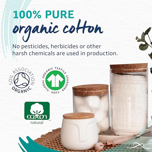 Lil-Lets Cotton Wool Round Pads, 100 Count, Certified Organic, 100% Pure Cotton Wool, Soft and Absorbent, Gentle on Skin, Dermatologically Tested