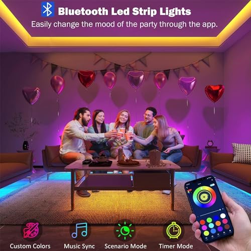 Keepsmile 30M LED Strip Lights – RGB Color Changing Bluetooth LED Light Strips with App & Remote Control, Music Sync, for Bedroom, Party, Home Decor