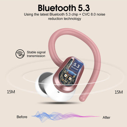 Waterproof Wireless Earbuds Bluetooth 5.3 – 4 ENC Noise Canceling Mics, 50H Battery, Dual LED Display, Sport Earhooks