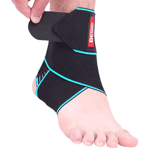 BESKEY Ankle Support Brace Adjustable Breathable Elastic Nylon Material Fit for Most Size Use for Sports