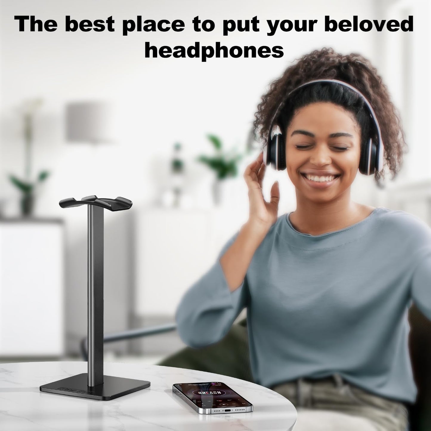 New Bee Headphone Stand Headset Stand Headphone Holder Universal Aluminum Gaming Headset Holder Earphone Display Earbuds Mount For All Headphones (Black)