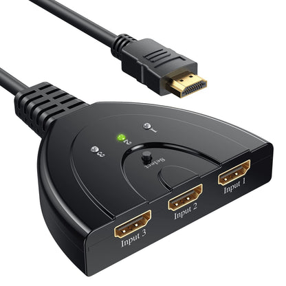 HDMI Switch, GANA Gold Plated 3-Port HDMI Switcher / HDMI Splitter / Supports Full HD 1080p/3D with High Speed Cable