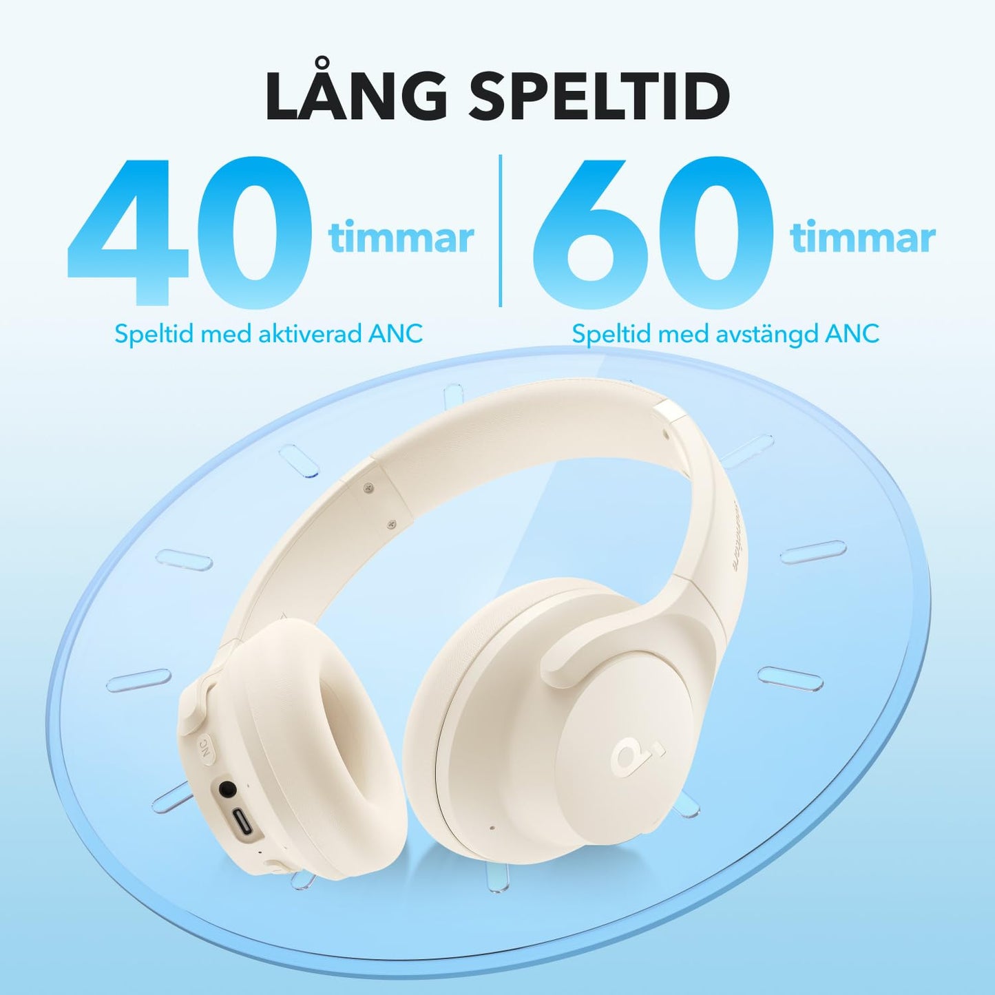 soundcore by Anker Q20i Hybrid Active Noise Cancelling Foldable Headphones, Wireless Over-Ear Bluetooth, 40H Long ANC Playtime, Hi-Res Audio, Big Bass, Customize via an App, Transparency Mode