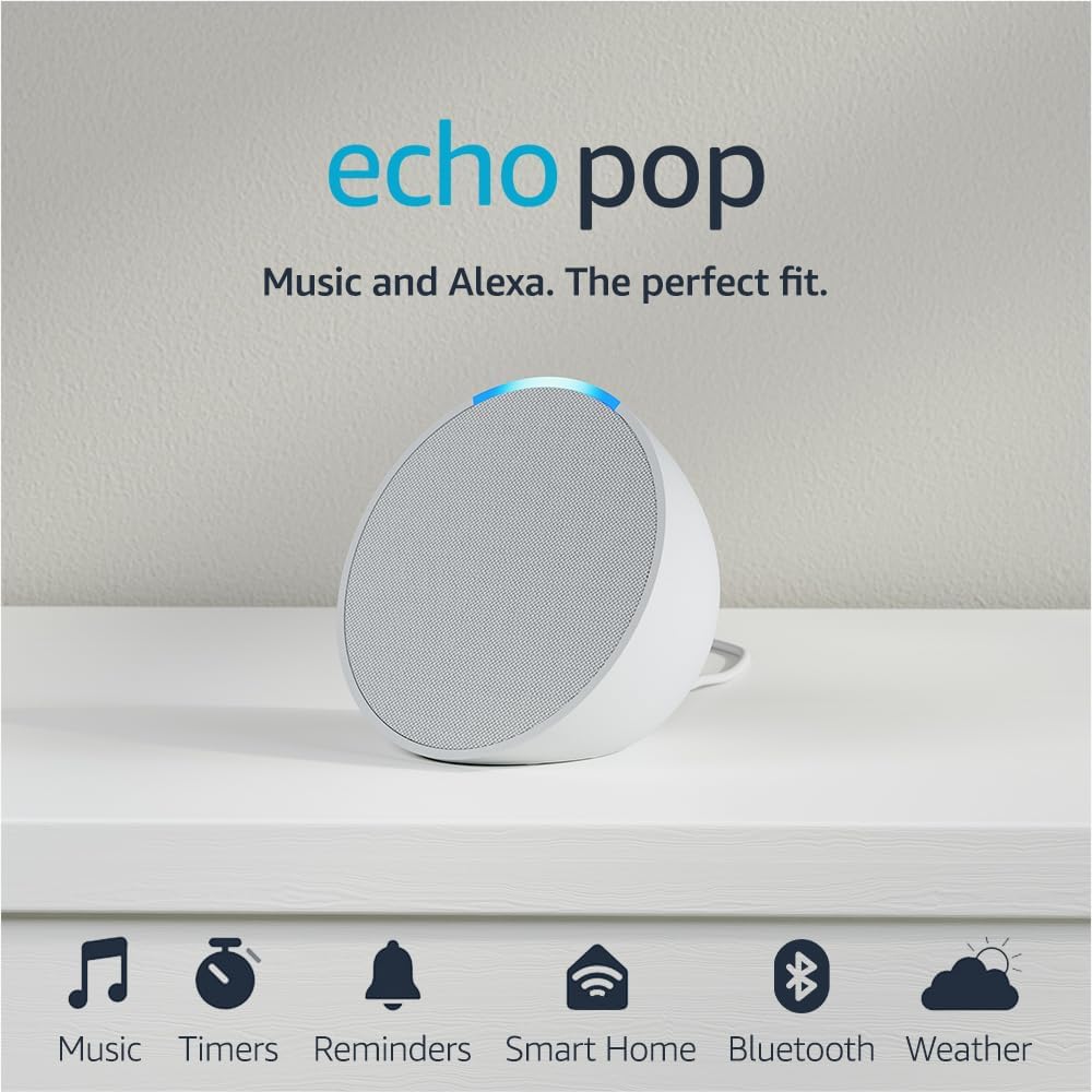 Echo Pop | Play your favourite music and easily control your smart home with Alexa | Charcoal