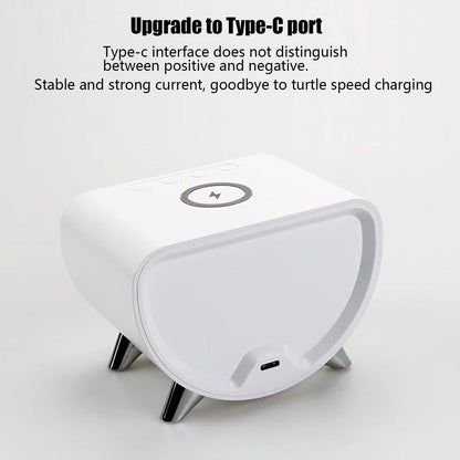 Desk Clock with Wireless Charging - Desk LED Alarm Clock with Temperature Meter | 15W Fast Wireless Charger Station, Sleep Timer for Bedroom, Desk