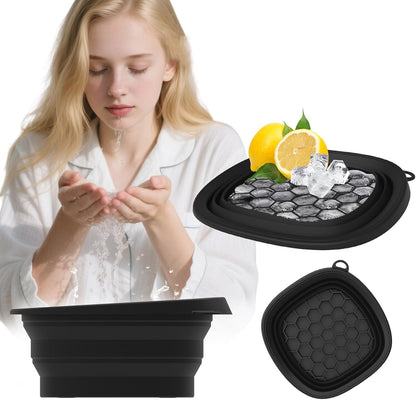 Meindin Face Bowl for Ice – Cold Plunge Facial Spa Tool, Foldable & Reusable Basin with Tray for Morning Skincare