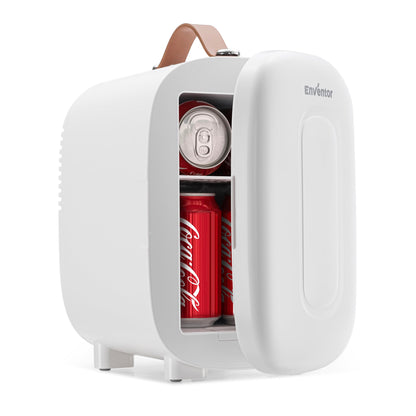 Enventor Mini Fridge 4 Litre/ 6 Can, AC+12V DC Power, Portable Cooler & Warmer, Small Fridge for Bedrooms, Car, Skincare, Fruit and Drinks, Black