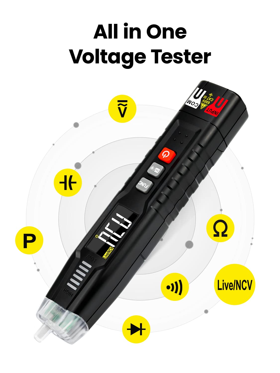 KAIWEETS Voltage Tester, Non Contact Voltage Detector Pen, 50V to 1000V AC, Audible and Flashing LED Alarms, Wire Breakpoint Finder, Electrical Tester with Flashlight, Buzzer Alarm VT100