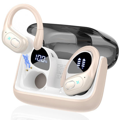 STECEi Wireless Earbuds – 75H Bluetooth 5.4 Earphones with ENC Noise Cancelling Mics, HiFi Stereo Sound, Earhooks, IP7 Waterproof for Running, Gym & Sports (Black)