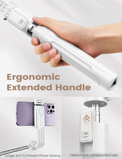 ANXRE Selfie Stick with Reinforced Tripod – 50” Extra Long Adjustable Phone Tripod with Detachable Wireless Remote, Compatible with iPhone & Samsung Smartphones