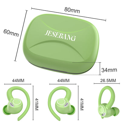 Jesebang Wireless Earbuds Bluetooth 5.3 – HiFi Stereo Sound with ENC Mic, Sport Ear Hooks, 40H Playtime, Dual LED Display