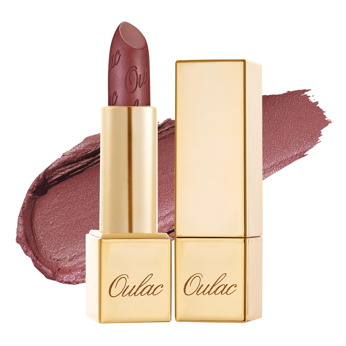 OULAC Metallic Shine Glitter Lipstick, Nude High Impact Lipcolor, Lightweight Soft and Ultra Hydrating, Long Lasting, Vegan & Cruelty-Free, Full-Coverage Lip Color 4.3 g/0.15 Sahara Gold(10)