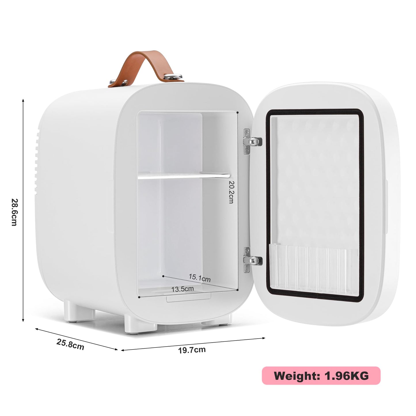 Enventor 4L Mini Fridge – LED Mirror Skincare Cooler & Warmer, AC/DC, Portable Cosmetic Fridge for Home, Car & Travel (Pink)