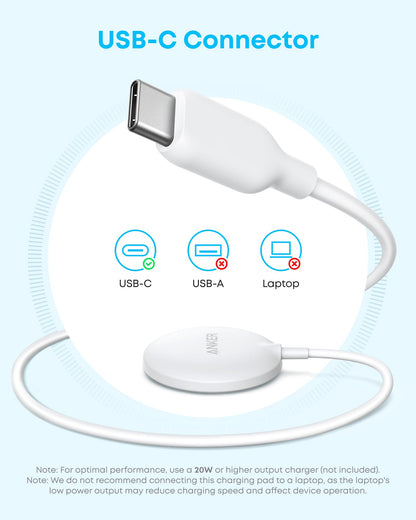 Anker Zolo Magnetic Wireless Charger – Qi2 Certified 15W MagSafe-Compatible Pad with 5ft USB-C Cable for iPhone 16/15/14/13 Series & AirPods (Adapter Not Included)