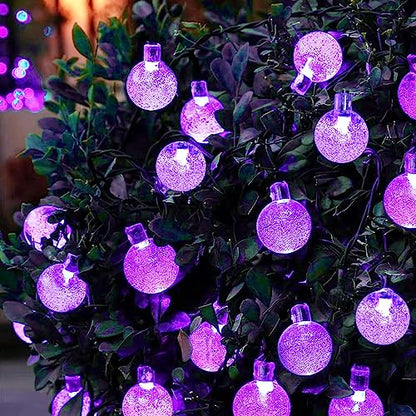 Solar Garden Lights Outdoor, 36ft 60 LED Solar String Lights Waterproof, Solar Powered Crystal Ball Indoor/Outdoor Fairy Lights Decorative Lights for Garden, Patio, Yard, Festival, Parties (White)
