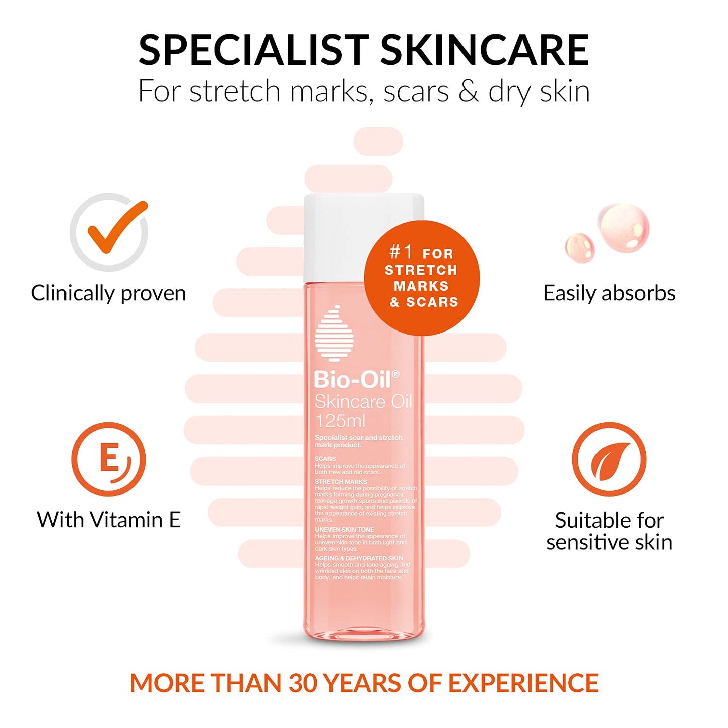 Bio-Oil Skincare Oil - Improve the Appearance of Scars, Stretch Marks and Skin Tone - 1 x 125 ml