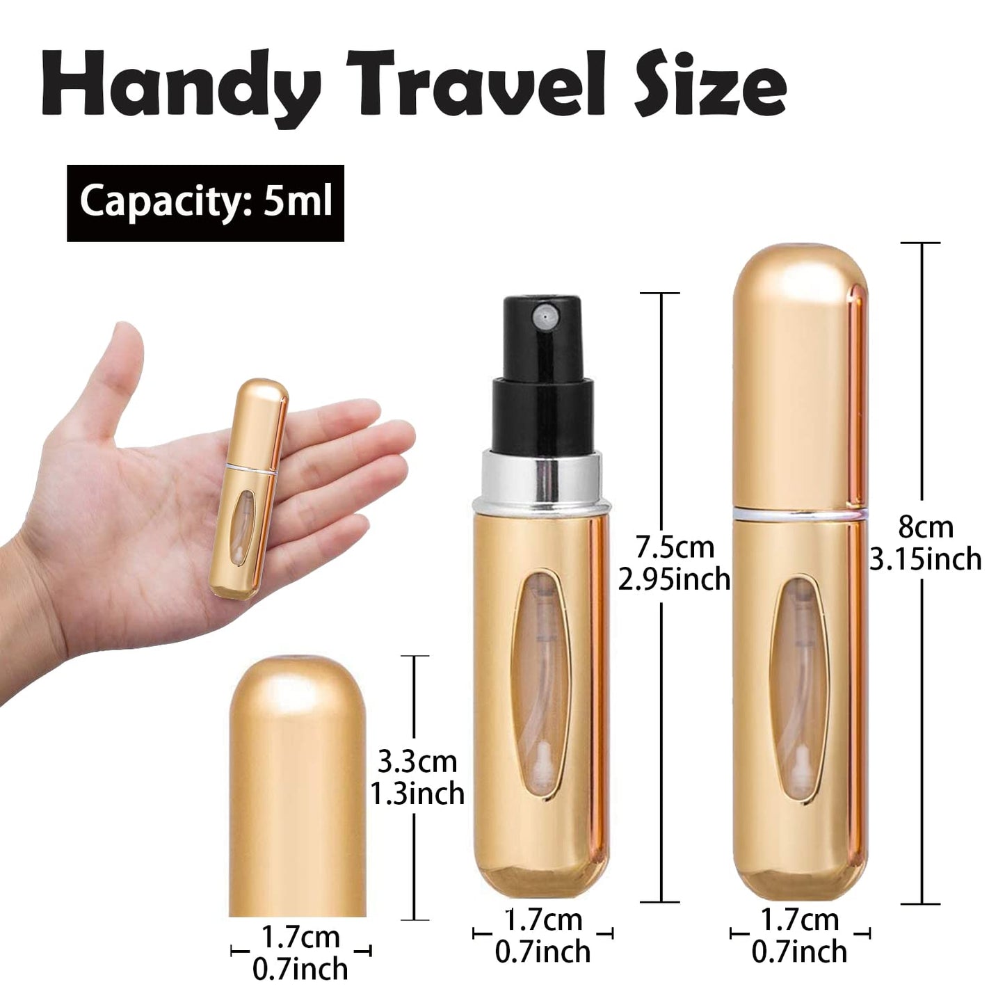 4PCS 5ml Perfume Atomiser Refillable Bottles Portable Mini Spray Travel Bottle Easy to Refill Empty Atomizer Bottle for Purse Handbag Pocket Luggage,Bright Color.