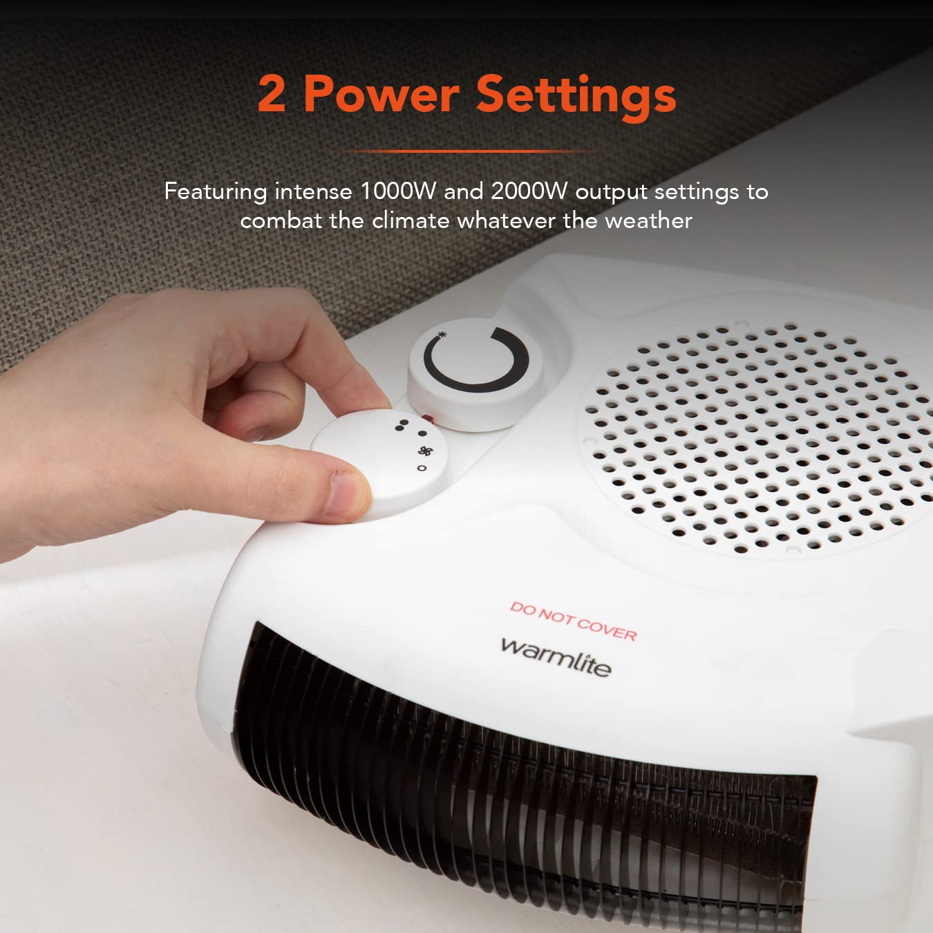 Warmlite WL44001 Thermo Fan Heater with 2 Heat Settings and Overheat Protection, 2000W, White