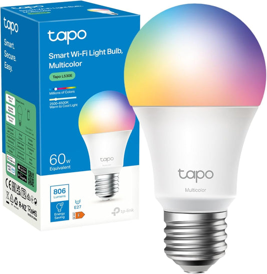 Tapo Smart Bulb, Smart WiFi LED Light, B22, 8.3W, Works with Amazon Alexa(Echo and Echo Dot) and Google Home, Colour-Changeable, No Hub Required (Tapo L530B) [Energy Class F], Multicolor
