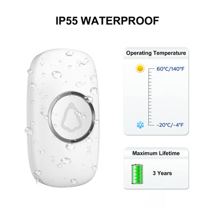 SECRUI Wireless Doorbell – Plug-in, Waterproof, Battery-Operated with 1000ft Range, 58 Chimes & 5 Volume Levels, LED Light, Easy Install (Black)