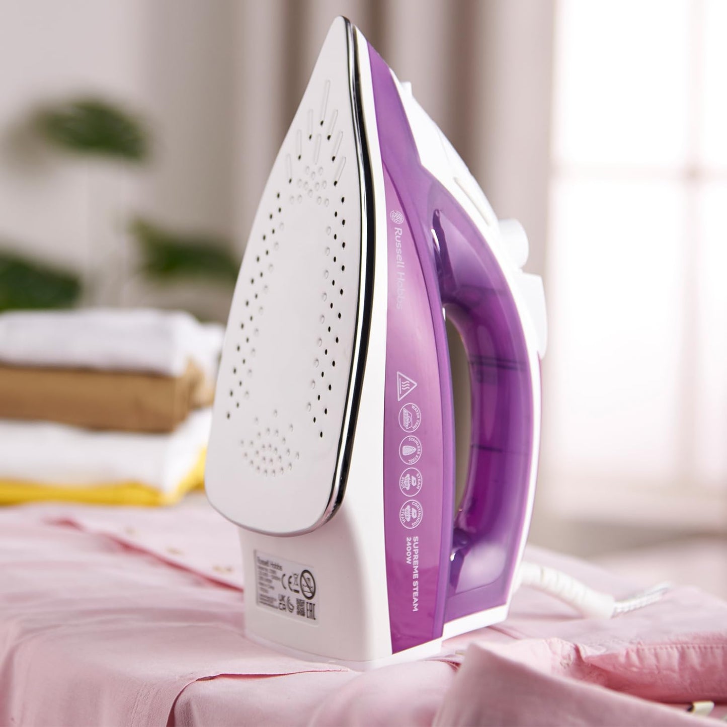 Russell Hobbs Supreme Steam Iron, Powerful vertical steam function, Non-stick stainless steel soleplate, Easy fill 300ml Water Tank, 110g Steam Shot, 40g Continuous steam, 2m Cord, 2400W, 23060