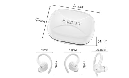 Jesebang Wireless Earbuds Bluetooth 5.3 – HiFi Stereo Sound with ENC Mic, Sport Ear Hooks, 40H Playtime, Dual LED Display