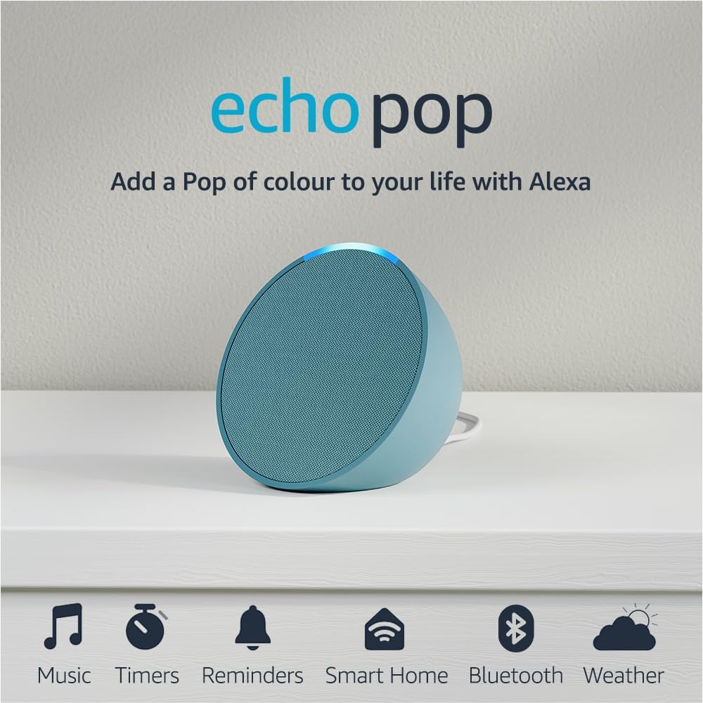 Echo Pop | Play your favourite music and easily control your smart home with Alexa | Charcoal