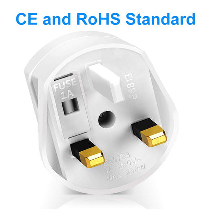 Tusreda UK to European Plug Adapter – USB-C Fast Charger, Grounded Type E/F Travel Adapter for Spain, France, Germany & More
